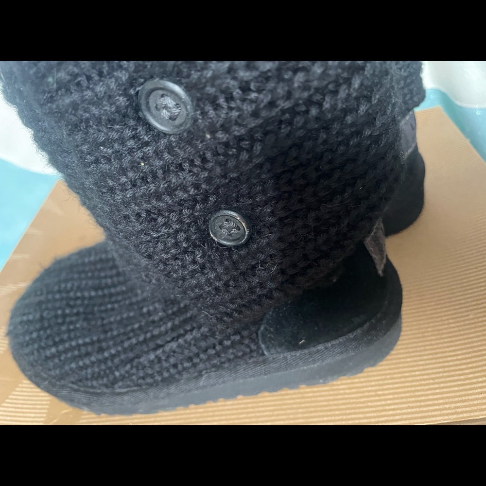 UGG Authentic Black Sweater Button Cardy Boot